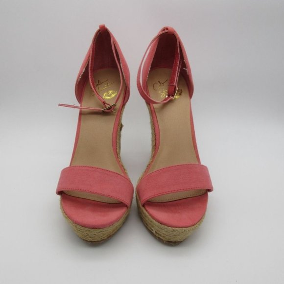 Colin Stuart pink jute espadrille wedge‎ heel sandals - Picture 2 of 12